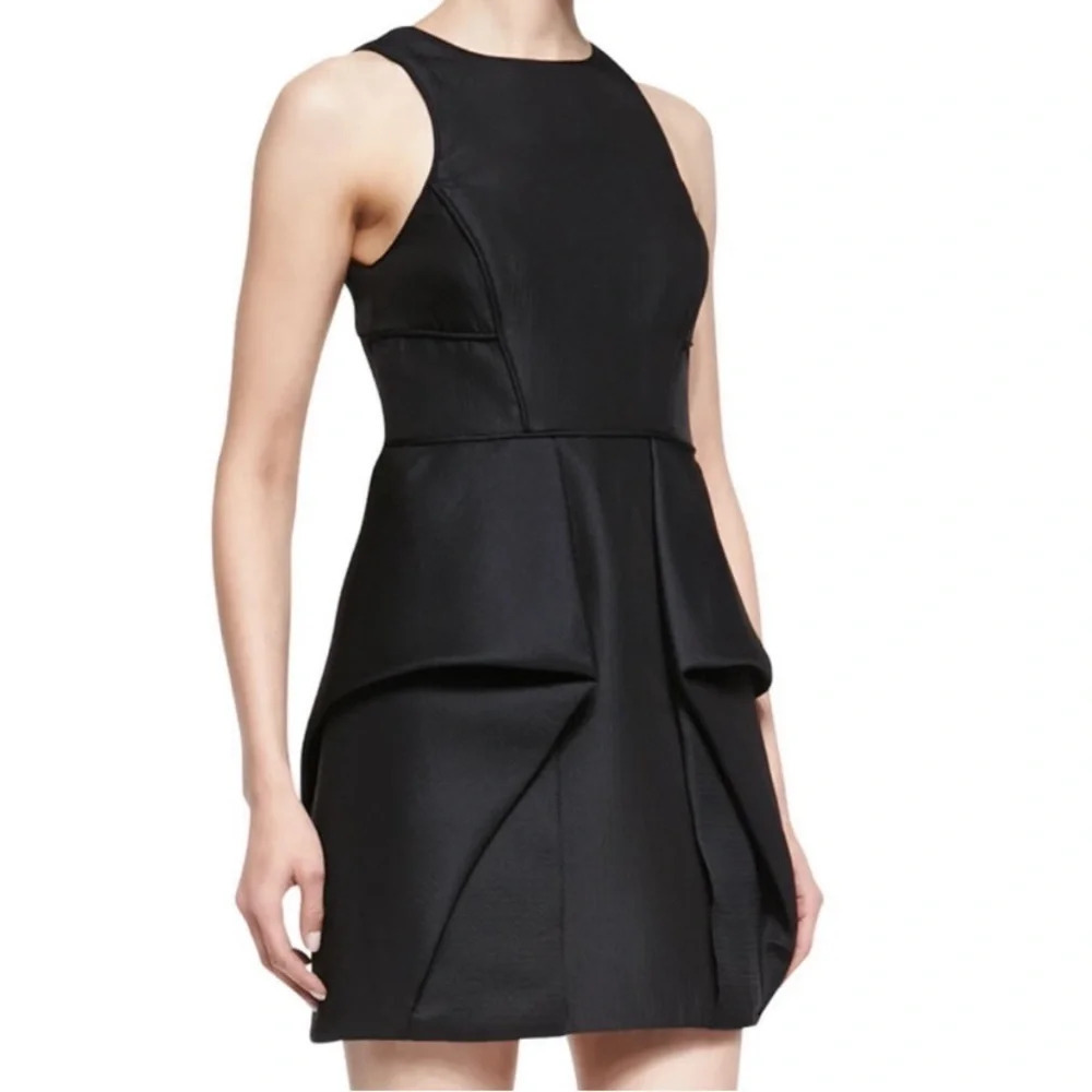 Tibi Simona Black Open Back Mini Origami Dress Size 0